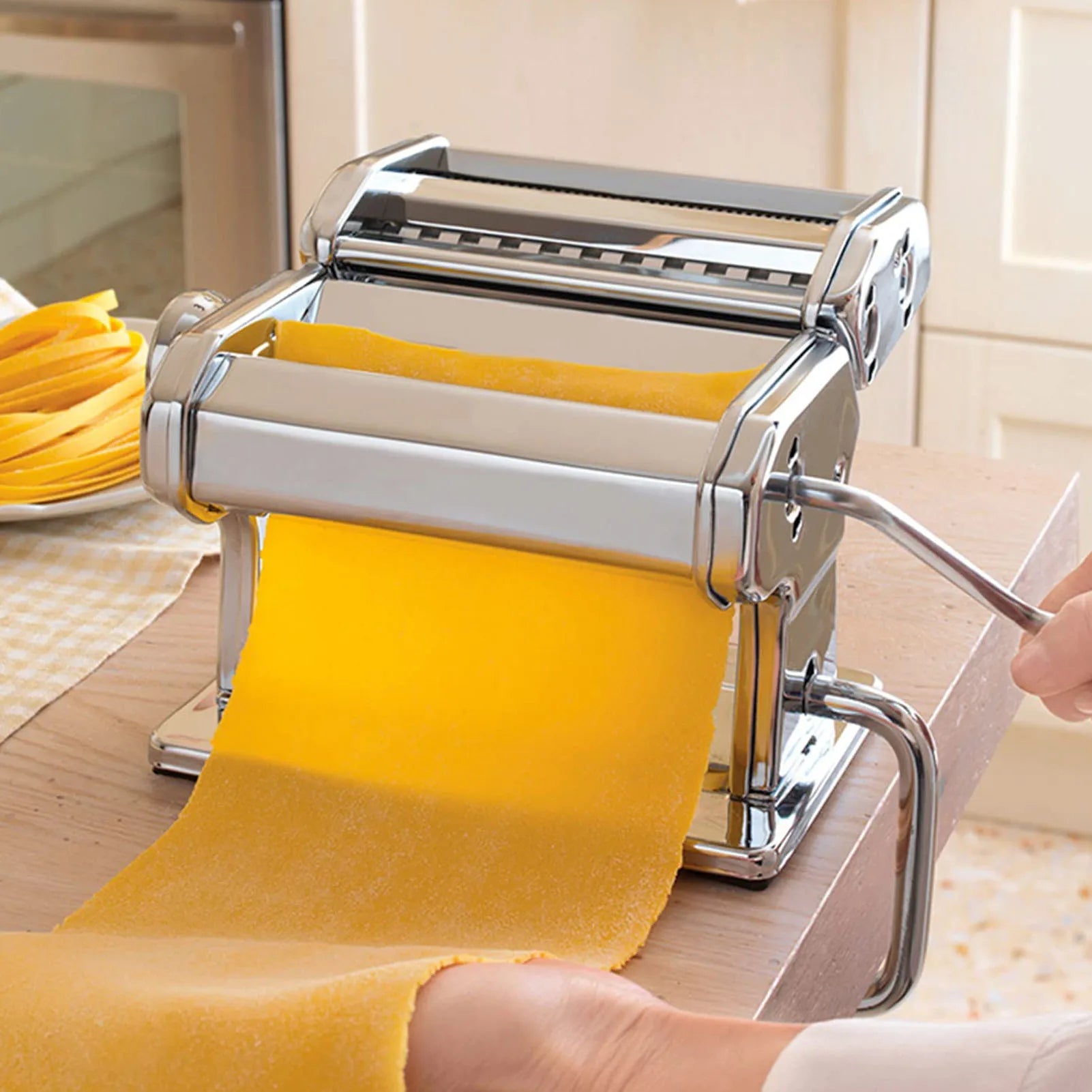 Hand Crank Noodle Machine Stainless Steel Dough Roller Pasta Maker 7 Thickness Settings 0.5β2.5mm Kitchen Accessories