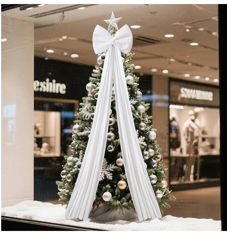 40x200cm Large Bow Themed Party Decorations Christmas Tree Topper Bow Ribbon for Christmas Wedding Party Wall Pendant Decor 1PC
