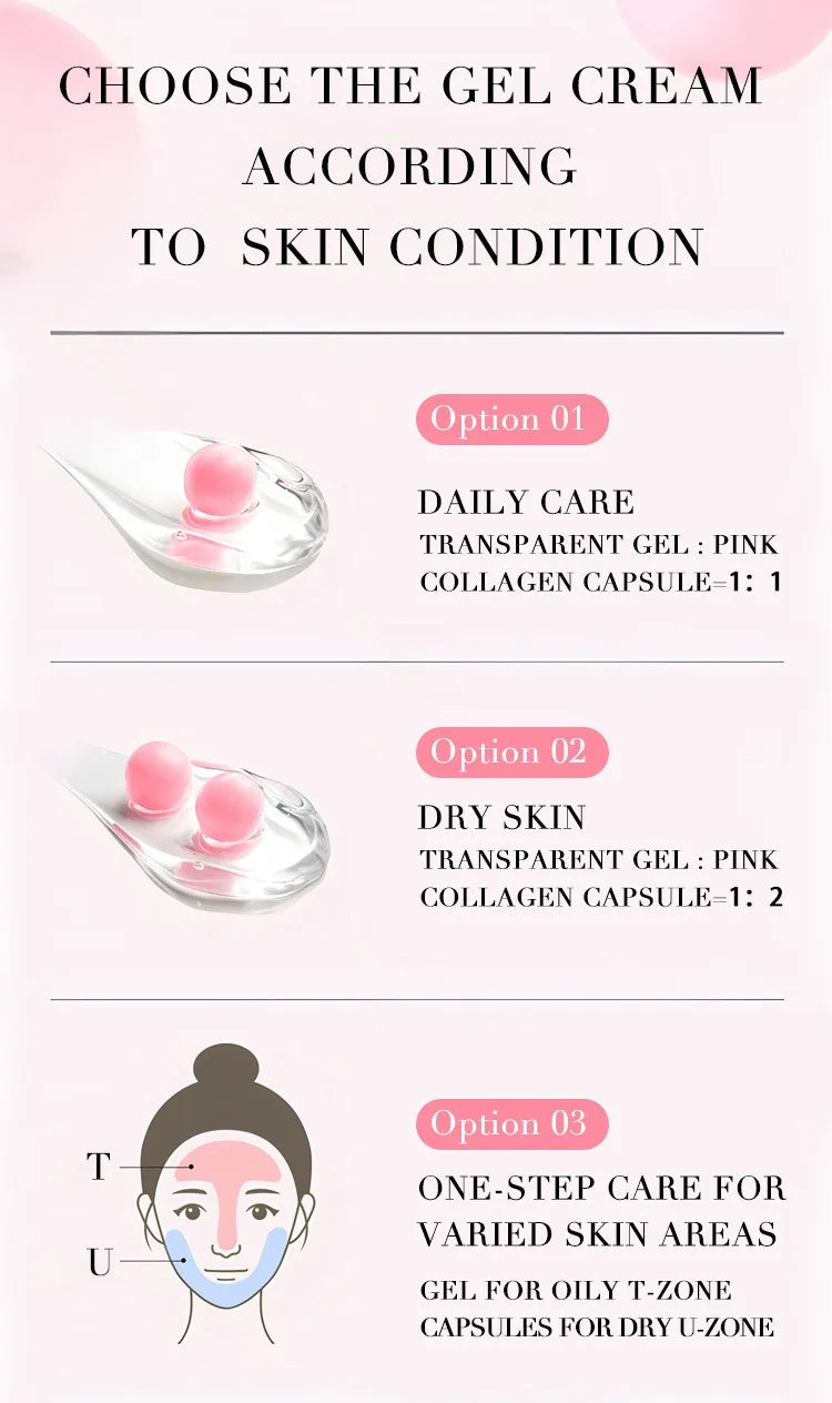 PDRN Pink Collagen Gel Cream  Fade Fine Lines Facial Moisturizing brightning Anti Aging Firming Skin Care
