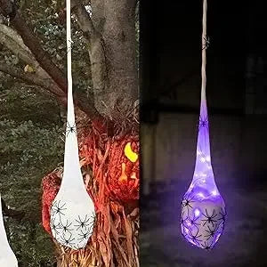 Halloween Glowing Spider Egg for Porch Lawn Wall Hanging Light-up Web Prop Creepy Spooky Party Outdoor Halloween Decoration
