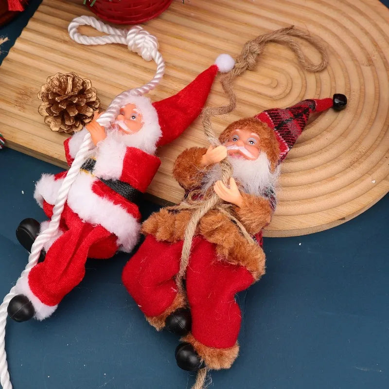 Christmas Santa Doll Funny Climbing Rope Christmas Pendant for Tree Wall Window Xmas Decor Holiday Ornament 2025 New Year Gifts