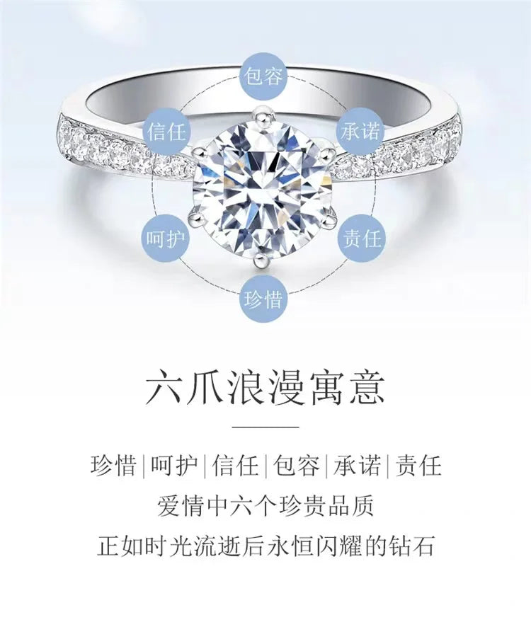 Hot Luxury Crystal 925 Sterling Silver Diamond Ring For Woman Beautiful Moissanite Ring Fashion Noble Wedding Party Jewelry - You Offer