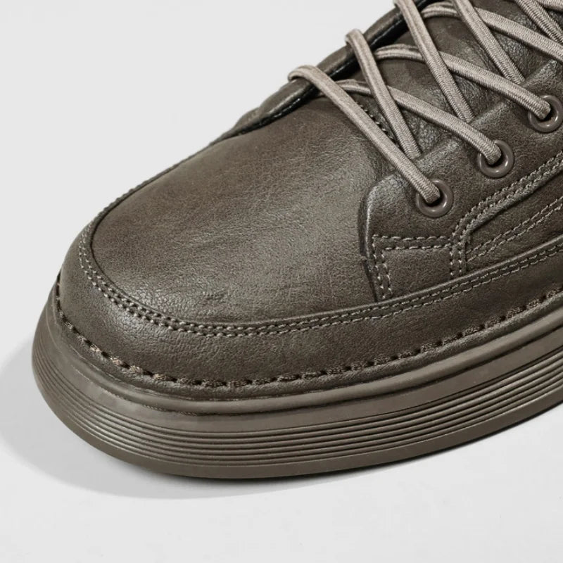 British Leather Men's Casual Shoes Breathable Trendy Handmade Shoes Platform Breathable Shoes Male Walking Shoes Men Black Shoes