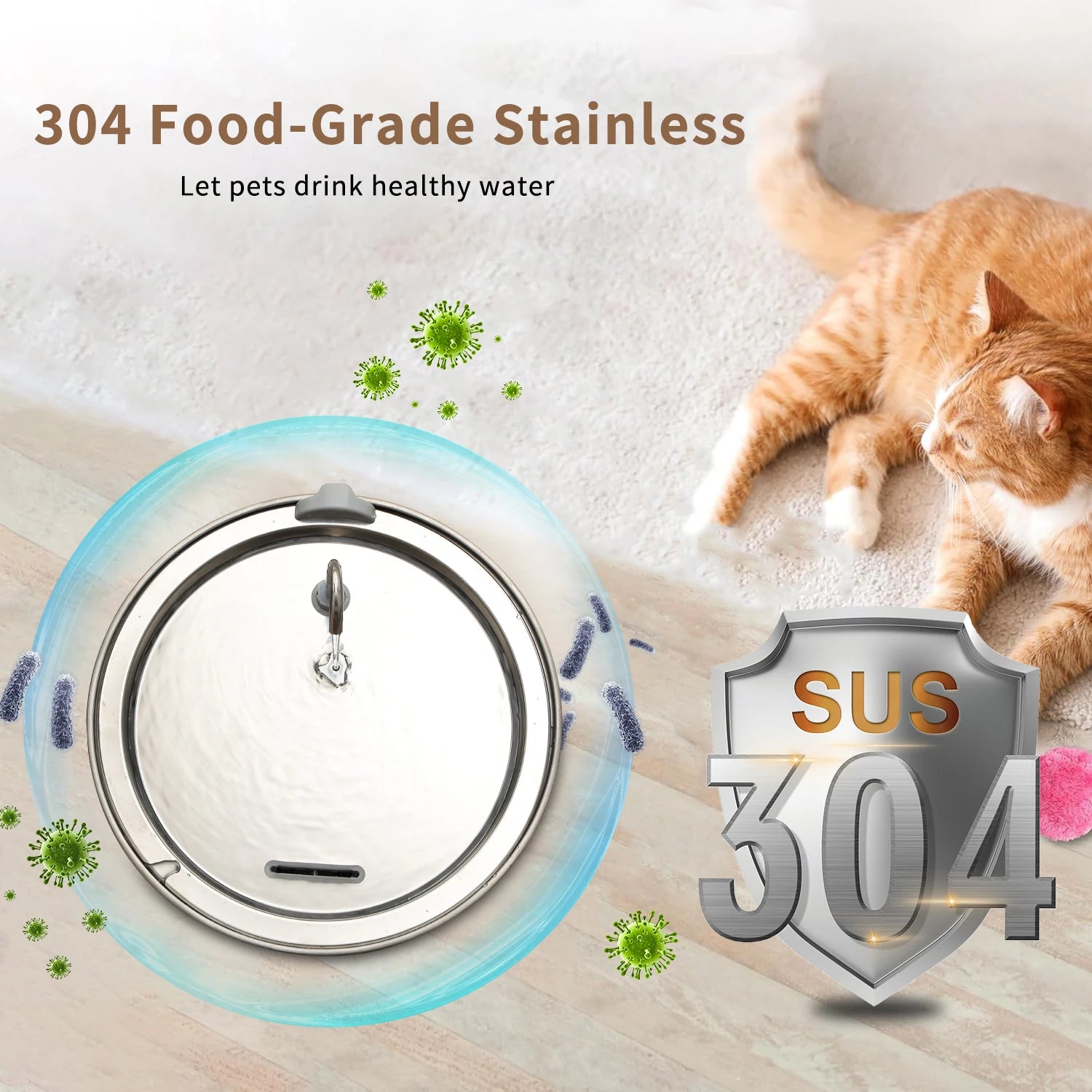 Stainless Steel Cat Water Fountain Automatic Cat Drinker Drinking Fountain For Cats Dogs Pet Water Dispenser Accessories