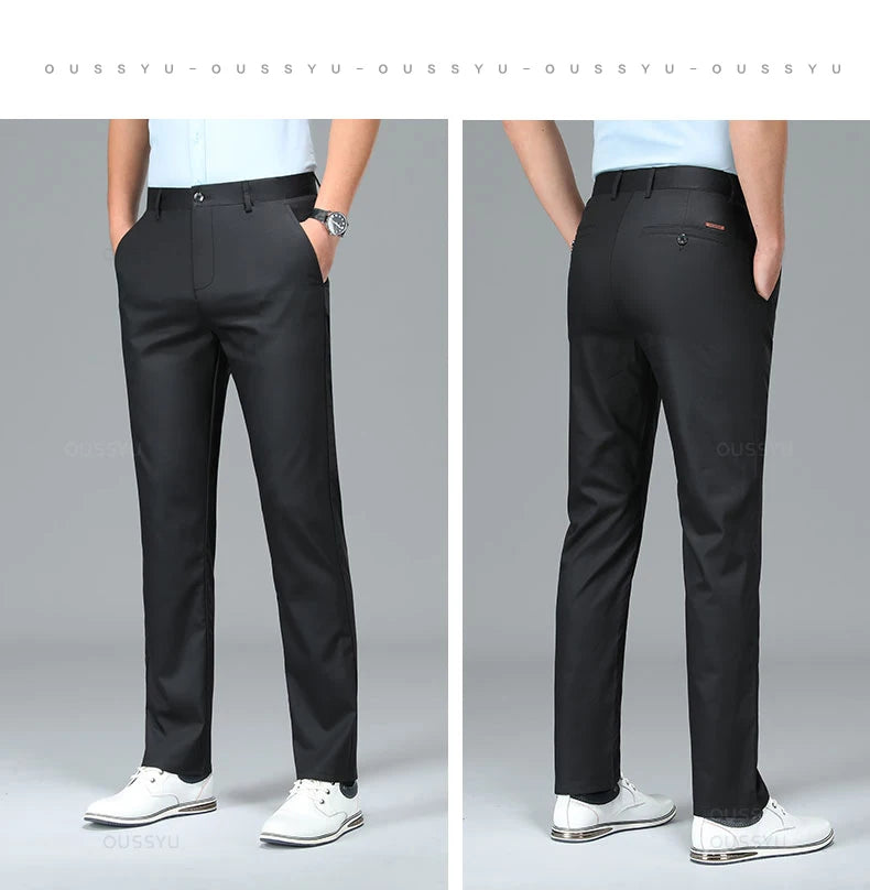 Spring Summer High Quality Luxury Straight Business Suit Pants Men Bamboo Fiber Designer Elegant Casual Long Formal Trouser Male - You Offer