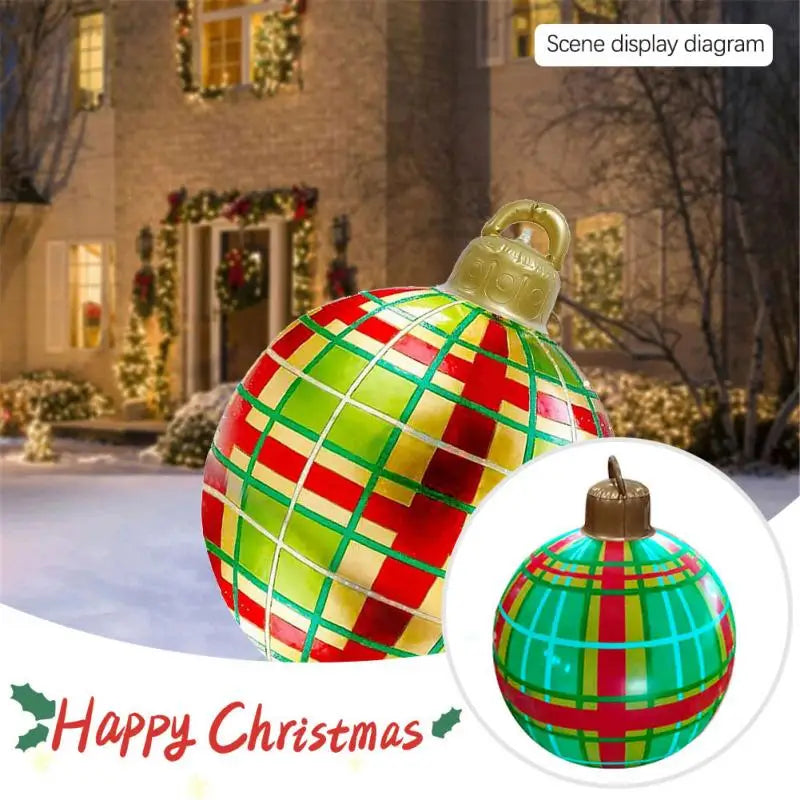 60cm Outdoor Christmas Inflatable Decorated Ball PVC Giant Big Large Balls Party Xmas Tree Decorations Toy Ball Without Light