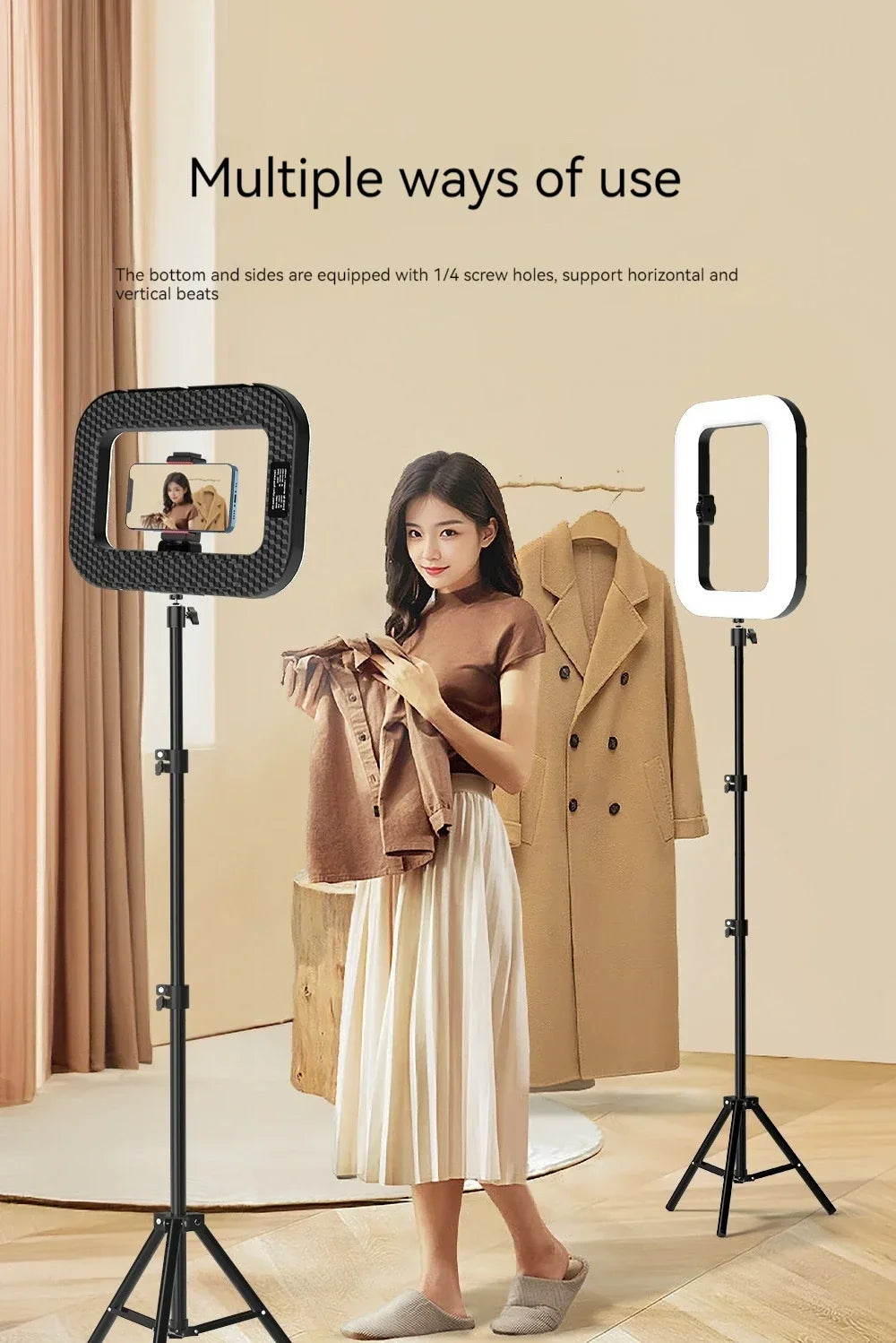 New Handheld Ring LED Rechargeable Fill light Portable Mobile Phone Live Broadcast Photography Desktop Selfie Light