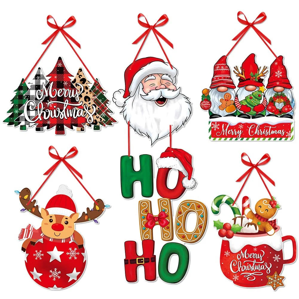 Christmas Decoration Door Hanger New Year Party Santa Claus Snowman Pendants Xmas Tree Hanging Oranment Home Christmas Decor