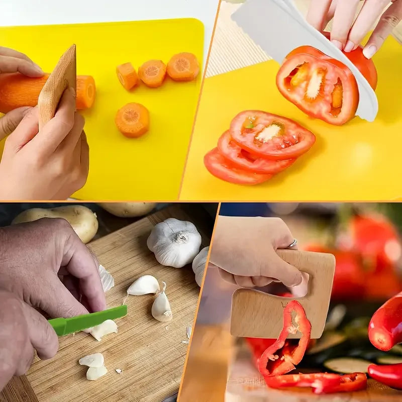17PCS Kids Cooking Sets Real Cooking Montessori Kitchen Toys for DIY Plastic Kitchen Accessories Tools Toddlers Kids Safe Knives - You Offer