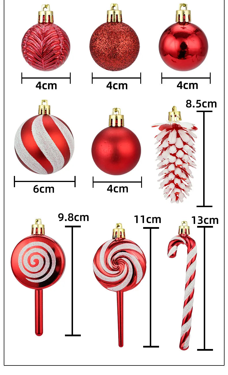 29/40/50pcs Silver Red Special-shaped Christmas Ball Ornaments Christmas Tree Party Decoration Christmas Spheres Pendant New