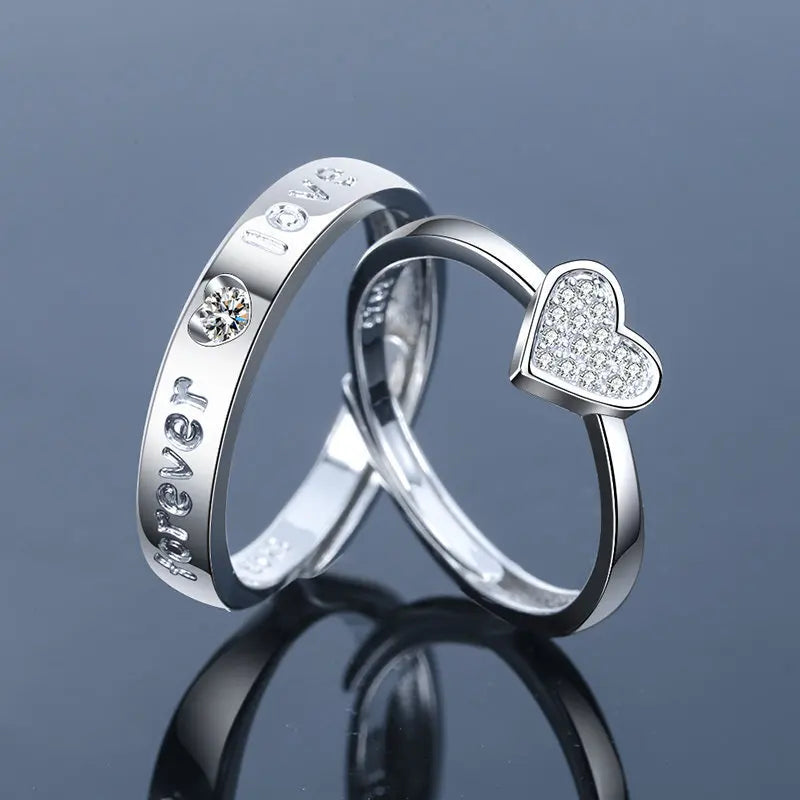 2Pcs 925 Sterling Silver Couples Ring Sets Light Polishing Simple Ring for Woman Man Classic Wedding Fine Jewelry Circle - You Offer