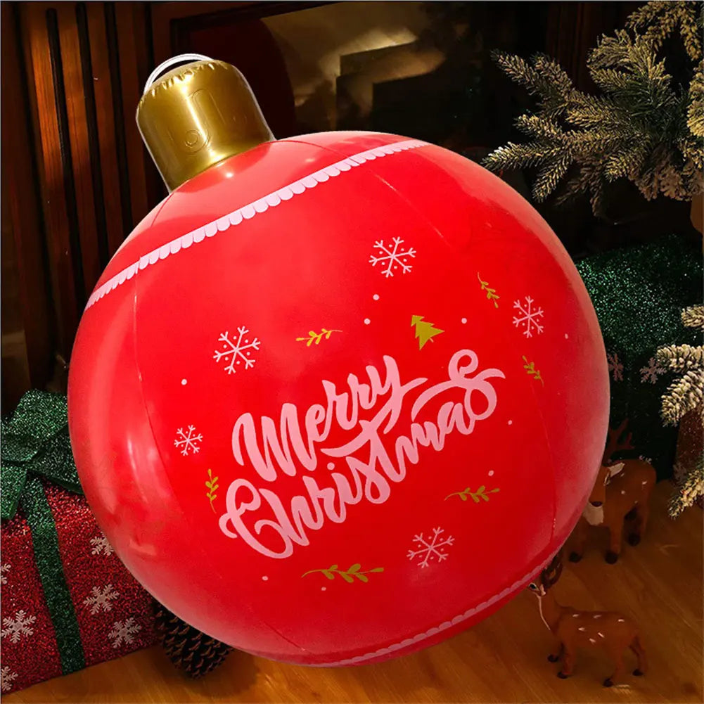 24 Inch PVC Inflatable Christmas Ball Outdoor Indoor Christmas Decorated Ball Giant Big Large Balls Toy New Year Party Ornament