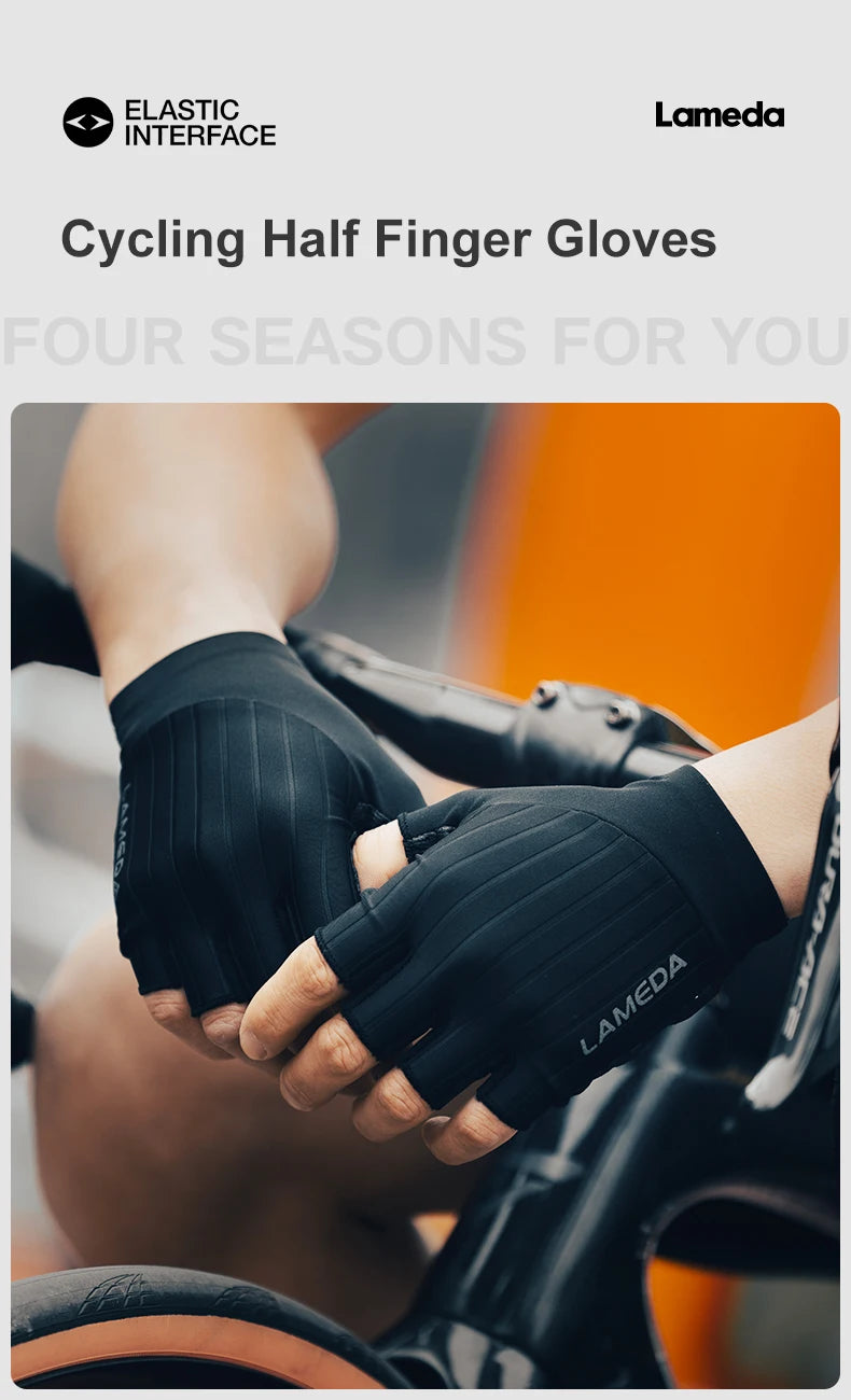 Lameda Bicycle Gloves Half Finger High Elasticity Men's Cycling Gloves Anti-slip Summer Gloves Shock-absorbing Bike Accessories