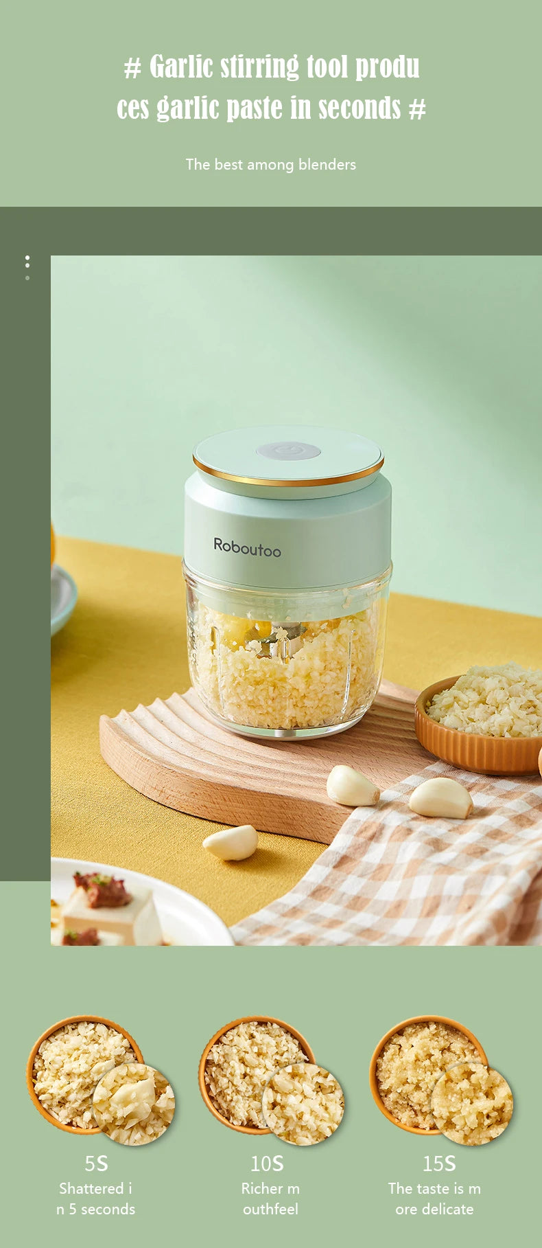 Mi Glass Electric Garlic Crusher Portable Fresh Meat Chopper USB Charging Ginger Chili Vegetable Masher Machine Kitchen Tool