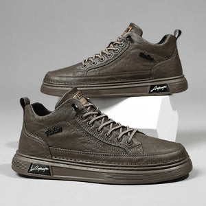 British Leather Men's Casual Shoes Breathable Trendy Handmade Shoes Platform Breathable Shoes Male Walking Shoes Men Black Shoes