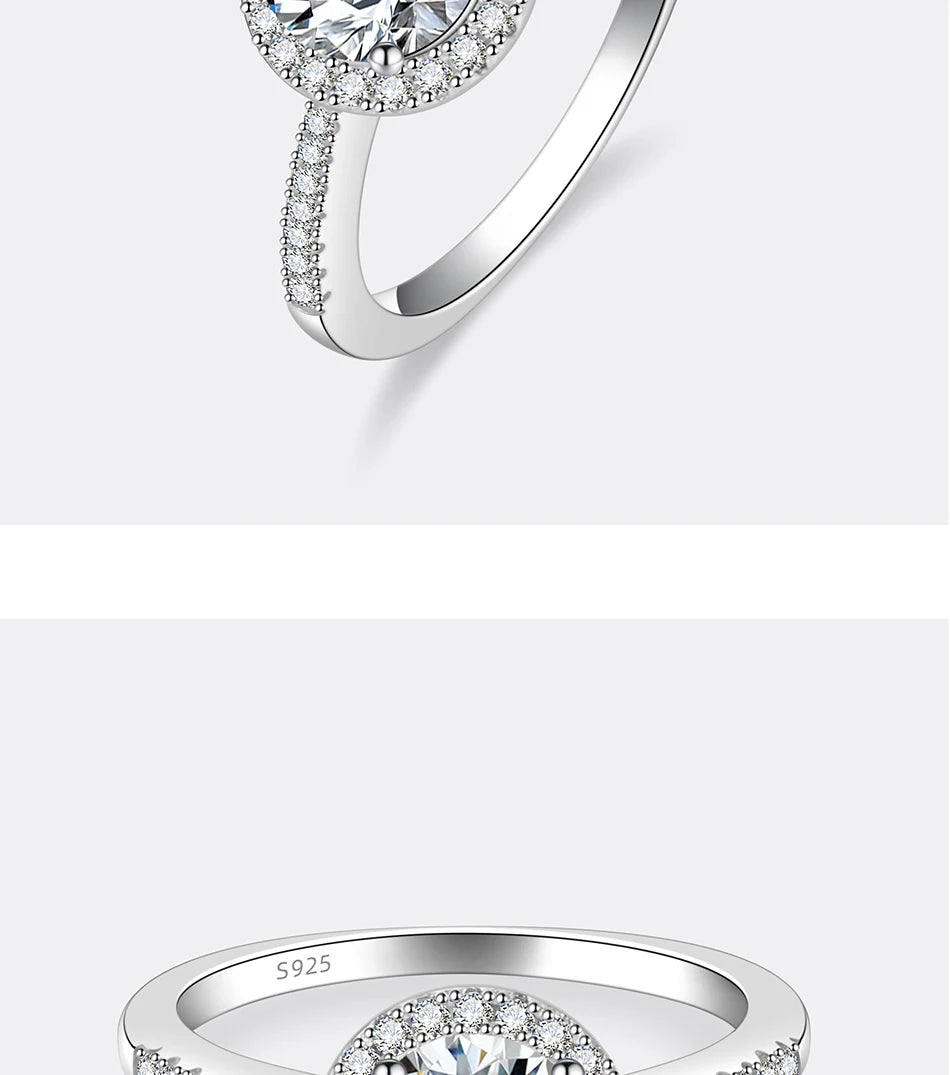 PERFANY Moissanite Ring For Women S925 Pure Silver Plated 18K White Gold Round Diamond Proposal Wedding High-end Jewelry - You Offer