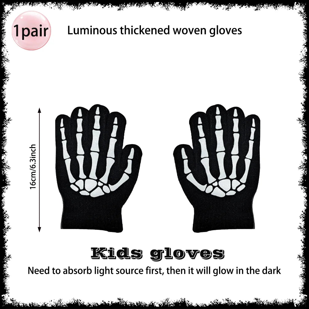 Horror Halloween Grim Reaper Hooded Cloak Skull Scarf Night Glow Gloves Ghost Head Scythe Adult Kids Scary Halloween Decorations