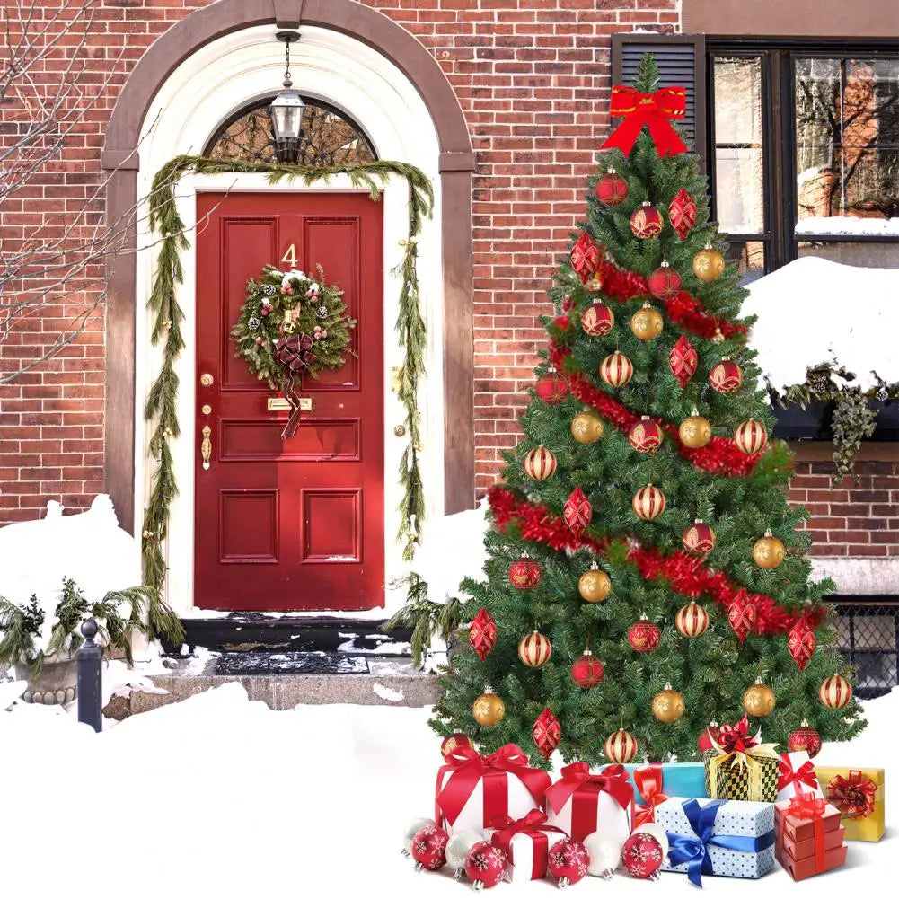 5FT Artificial Christmas Tree with Iron Base Christmas Holiday Pencil Tree with Thick Branch Tips Winter Party Christmas Decor