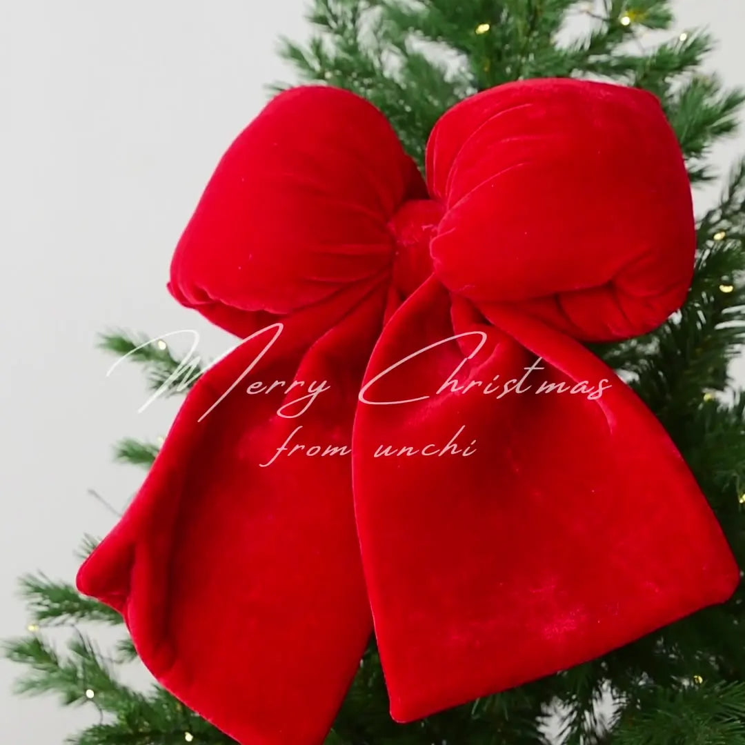 Velvet 3D Christmas Bow Christmas Tree Pendant Christmas Decoration Fence Stair Railing Fireplace Decoration