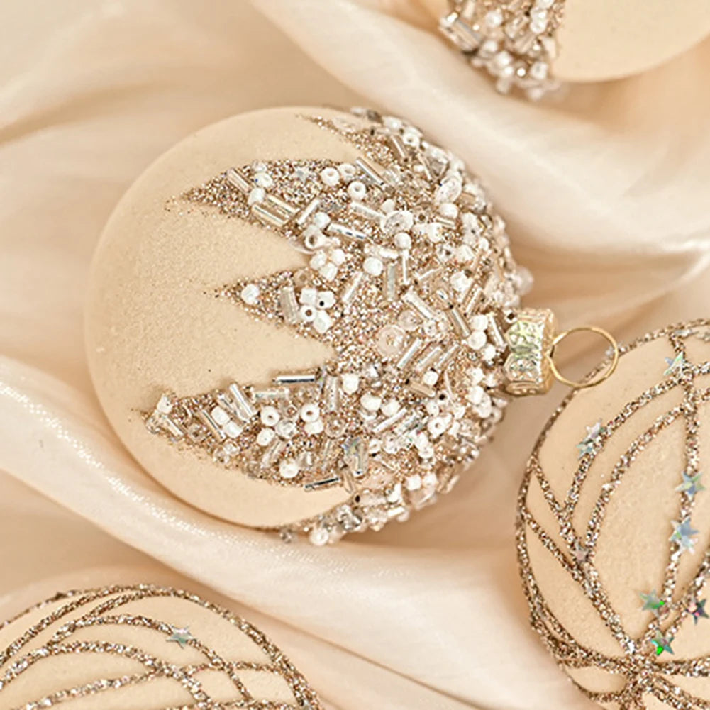 6CM 12PCS Premium Flocking Velvet Diamond Sequin Christmas Ball Window Hanging Home Christmas Decoration