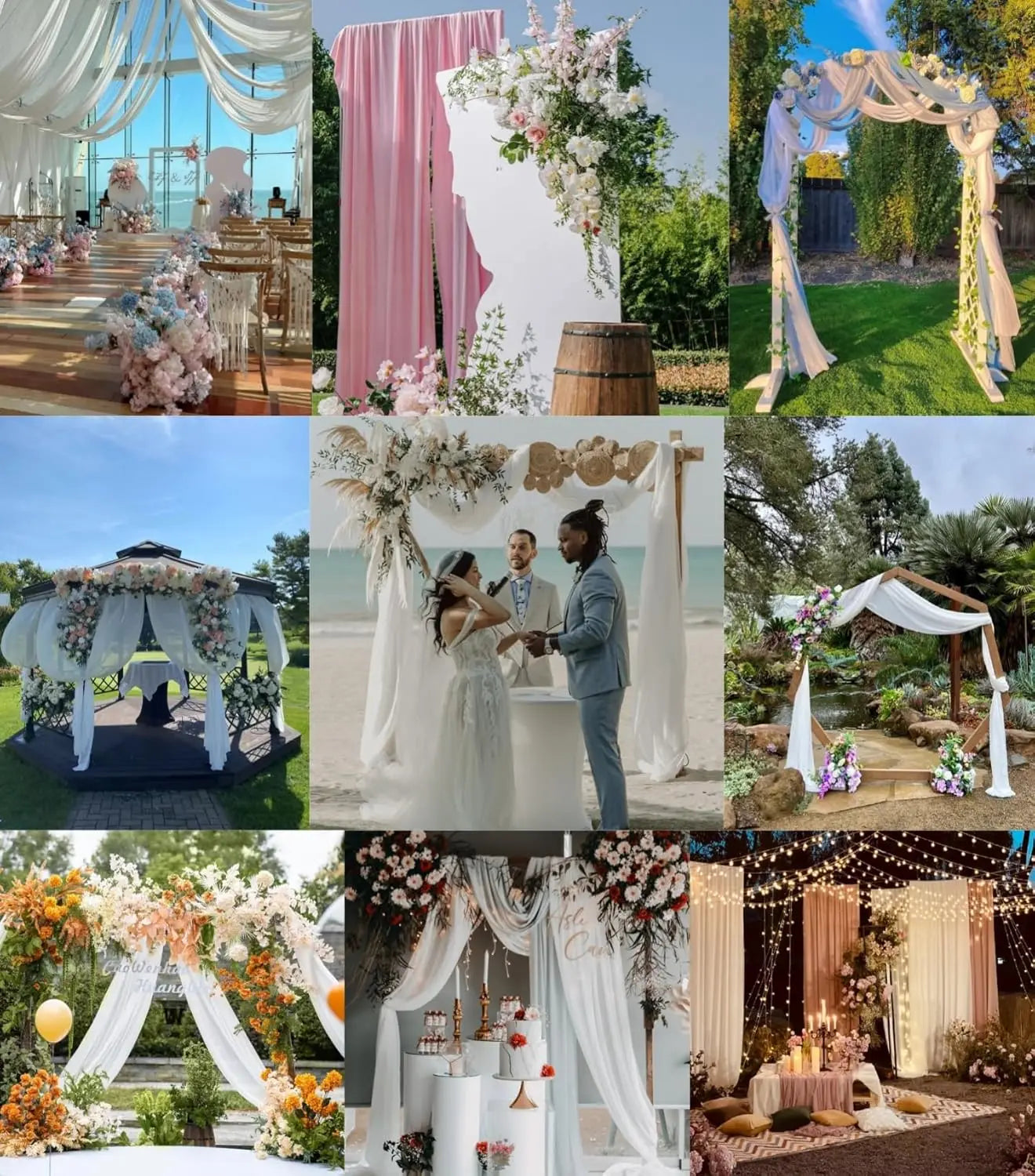 Dark Green Chiffon Wedding Arch Draping Fabric Sheer Curtains Drapery Ceremony Reception Backdrop Curtain Party Swag Christmas