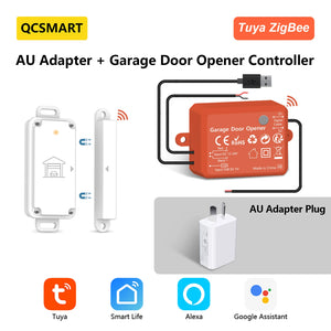 QCSMART ZigBee 3.0 Garage Door Wireless Sensor Opener Controller Tuya Smart Life App Remote Voice Control Google Assistant Alexa