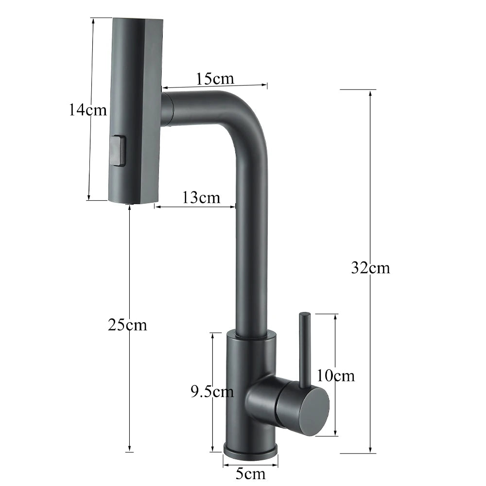 Black Kitchen Faucets Black Pull Out Rotation Waterfall Sprayer Sink Mixer Brushed Nickle Water Tap - You Offer