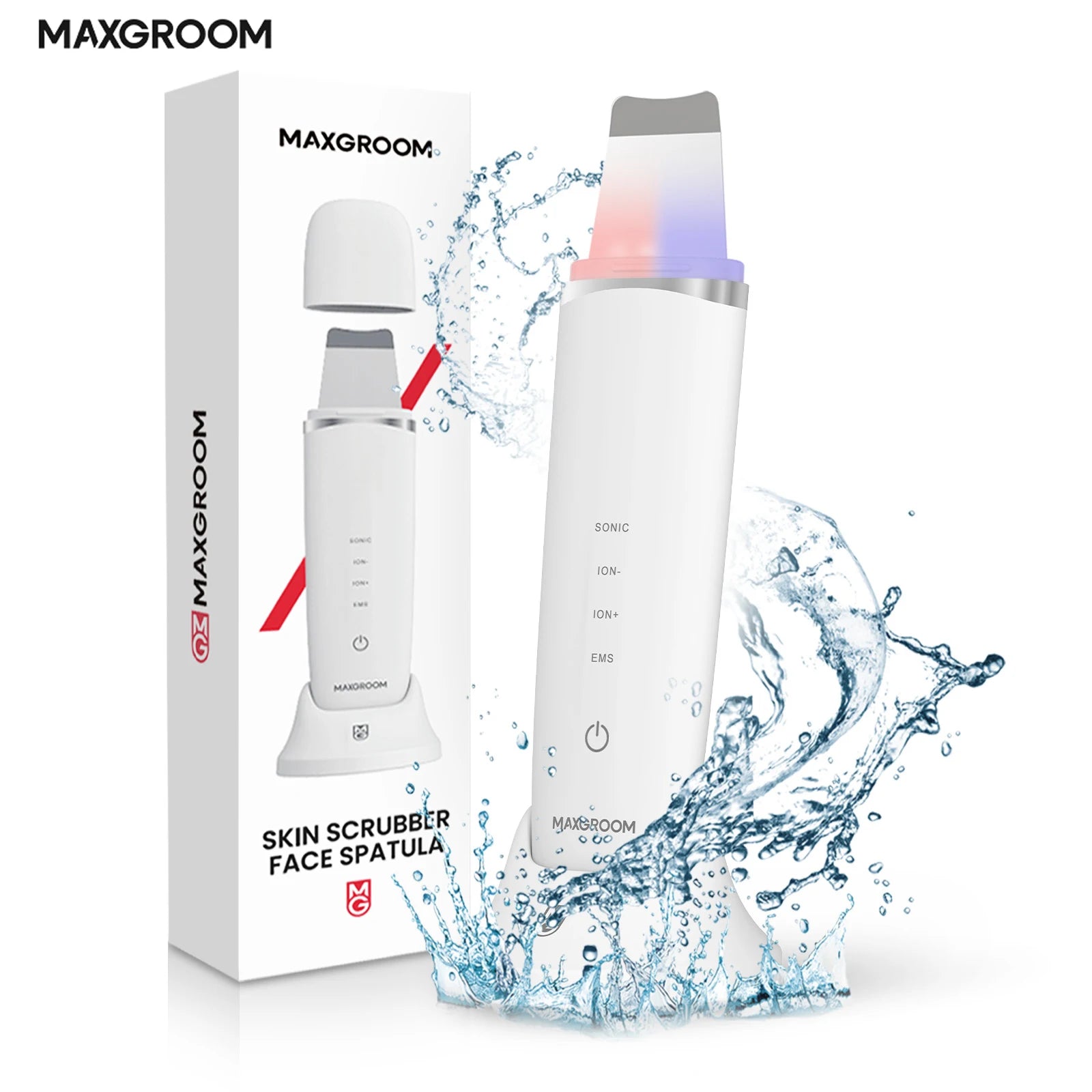 MAXGROOM Ultrasonic Skin Scrubber Peeling Blackhead Remover Deep Face Cleaning EMS Ion Ance Pore Cleaner Facial Shovel Cleaner