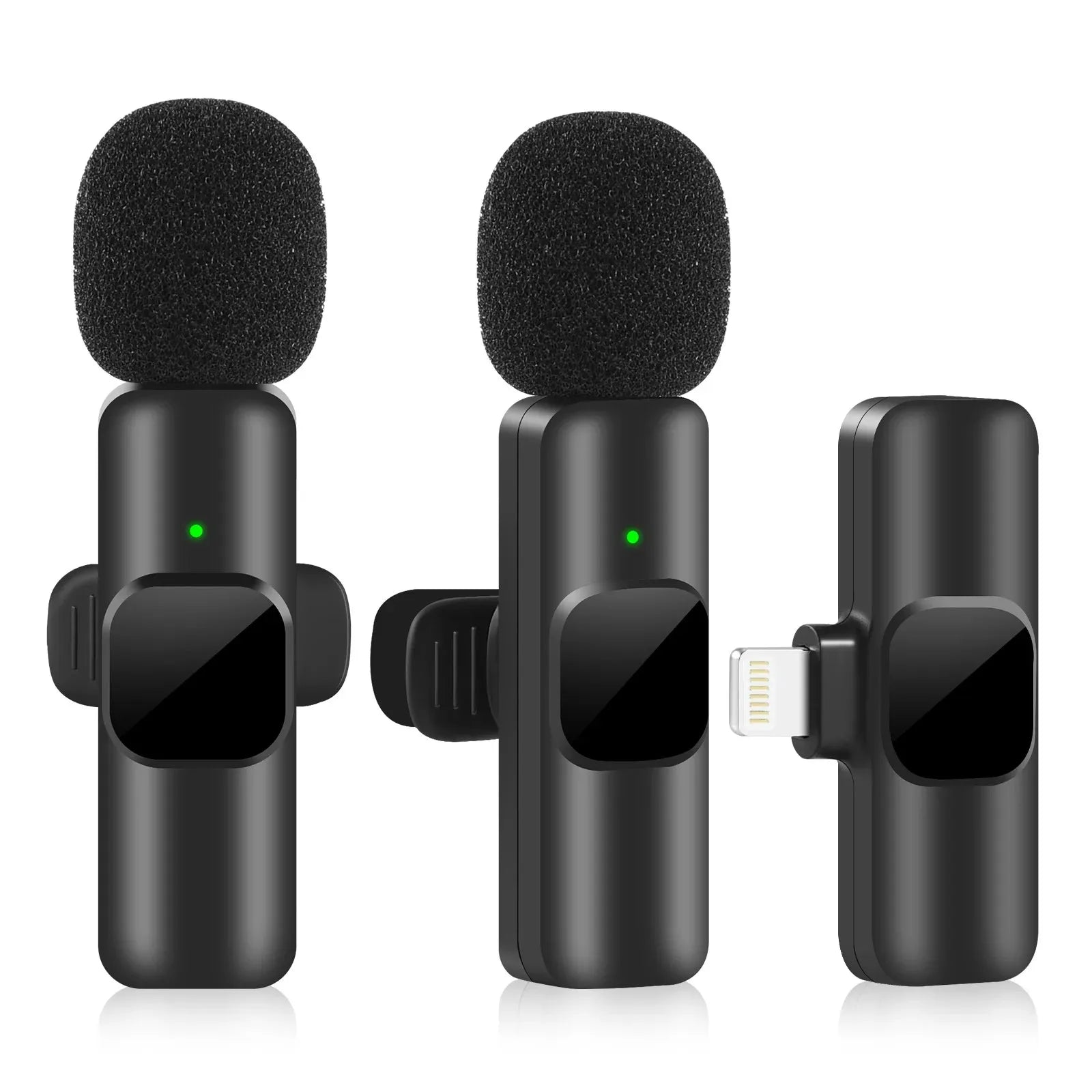 New Wireless Lavalier Microphone 2in1 Portable Audio Video Recording Mini Mic for iPhone Android Live Broadcast Gaming Phone Mic