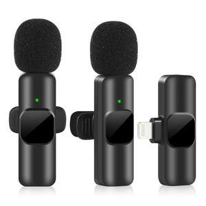 New Wireless Lavalier Microphone 2in1 Portable Audio Video Recording Mini Mic for iPhone Android Live Broadcast Gaming Phone Mic