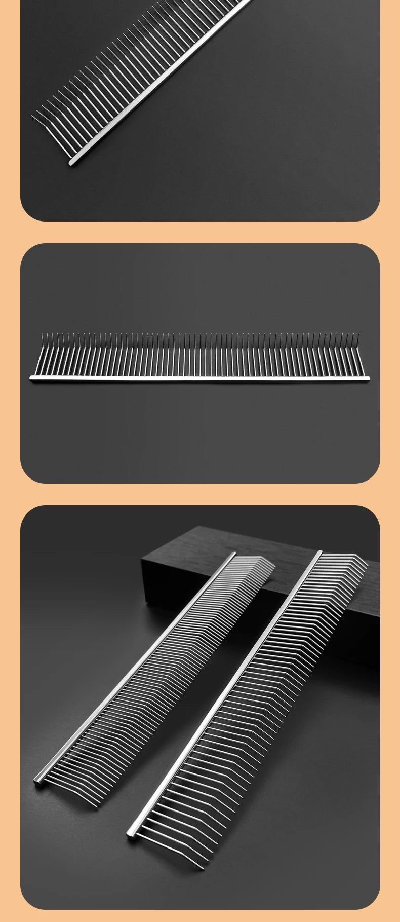 Pet grooming comb with curved hook, deep hair picking and fluffy texture, pet trainer beauty, curved teeth comb