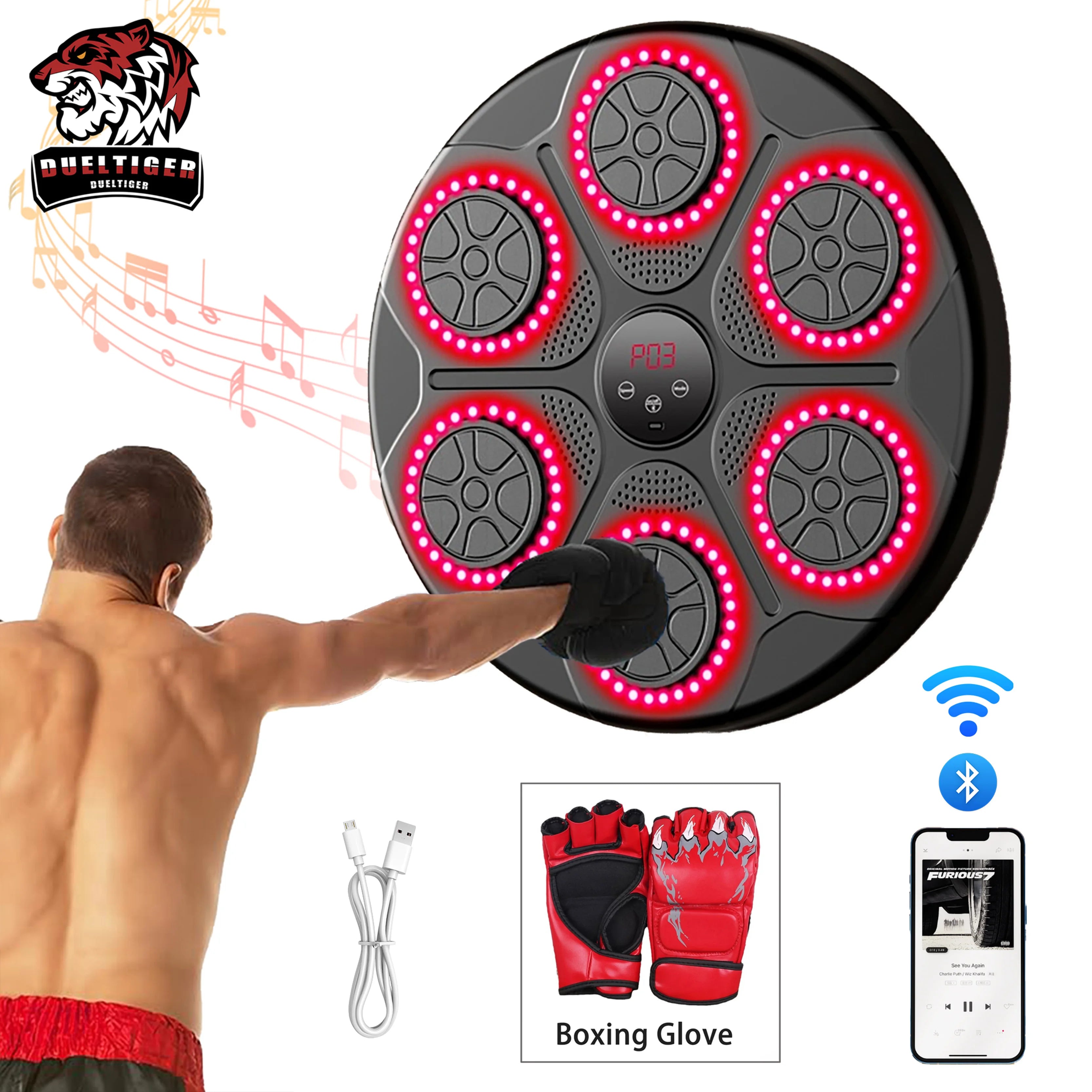 New Music Boxing Machine Smart Bluetooth Wall Mounted Music Boxing Trainer Gym Home Electronic Boxing Target Punching Equipment - You Offer
