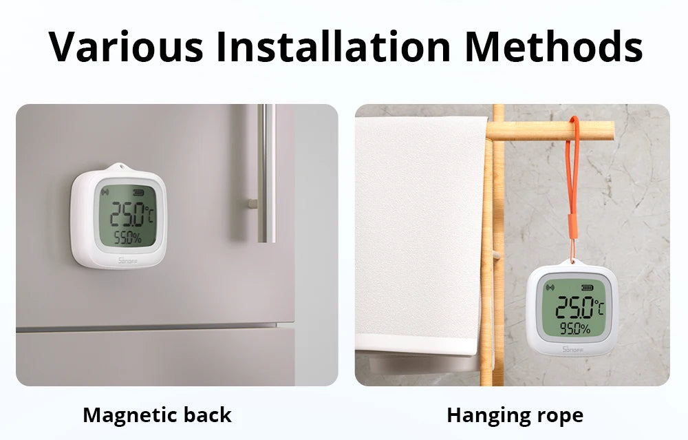 SONOFF SNZB-02WD Zigbee LCD Smart Temperature Humidity Sensor IP65 Waterproof for Bathroom Greenhouse Outside via ZBBridge-P