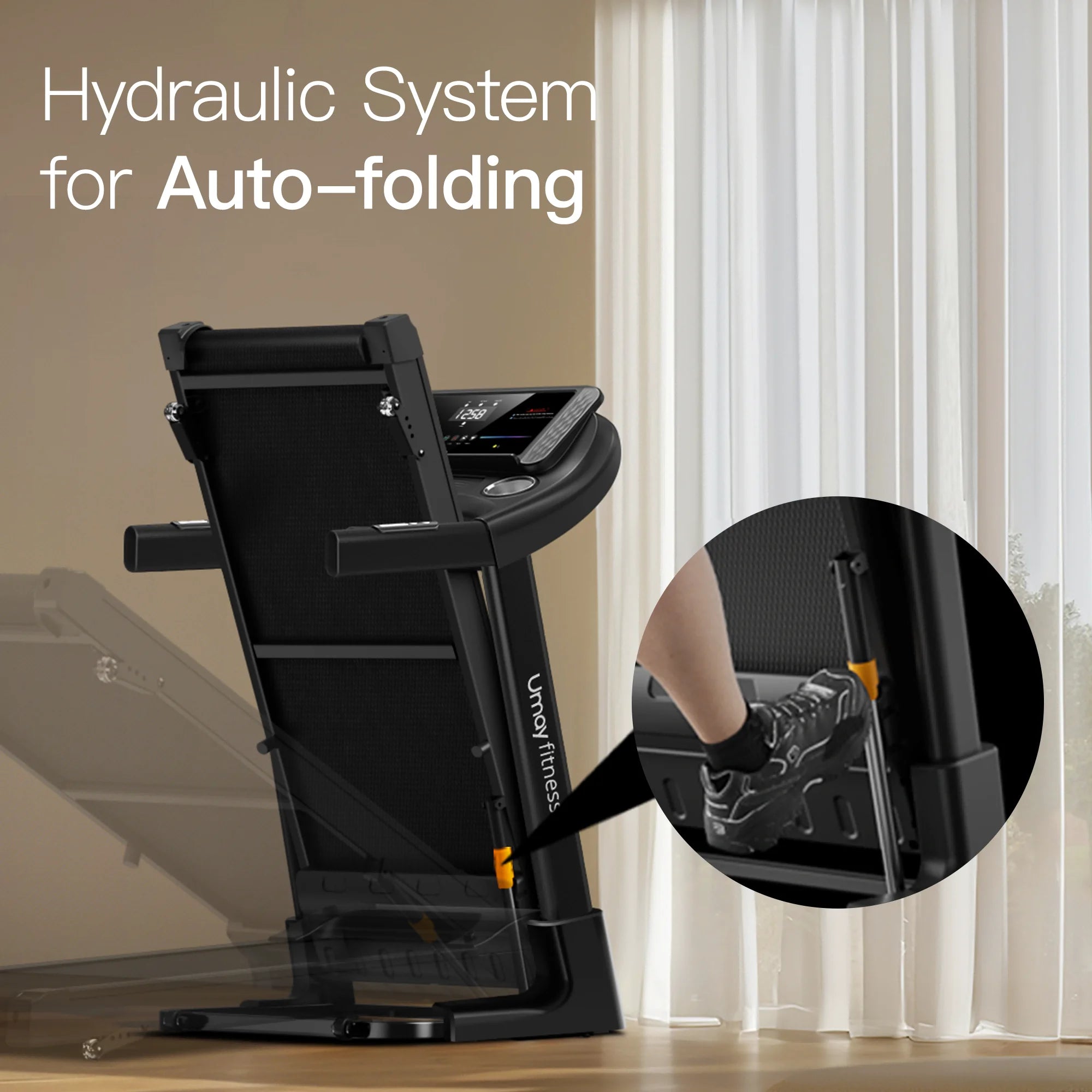 Home Folding Incline Treadmill with Pulse Sensors, 3.0 HP Quiet Brushless, 300 lbs Capacity