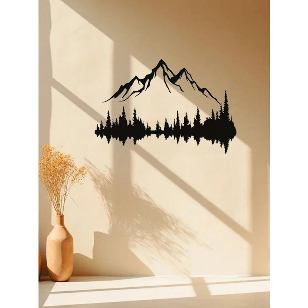 Mountain & Forest Metal Wall Art (Large Wall Sculpture) | 16''X7.1'' Rustic Indoor/Outdoor Decor | Halloween & Christmas Gift