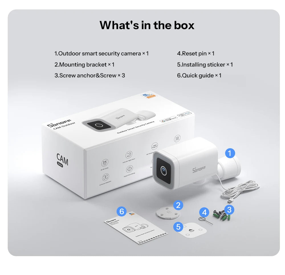SONOFF CAM-B1P 2K HD Outdoor Smart Security Camera AI Human Detection IP65 Weatherproof Smart Tracking Full-Color Night Vision