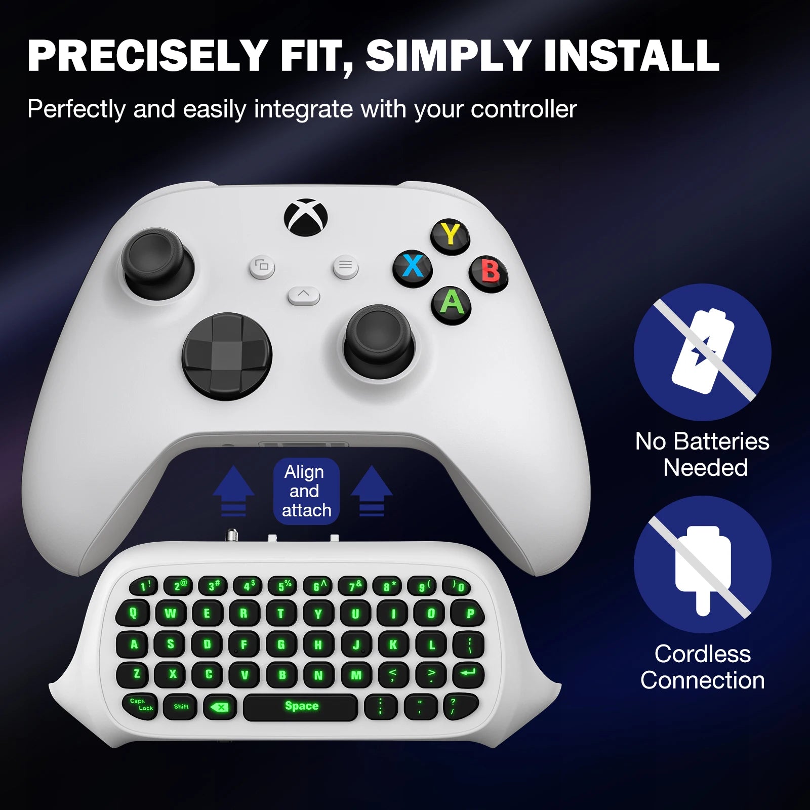 MoKo RGB Backlight Keyboard for Xbox One Controller,Xbox Series X/S,Wireless Chatpad Keypad w/ 2.4G Receiver, Xbox Accessories