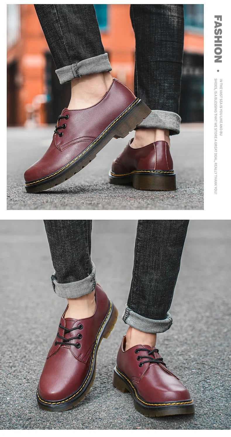 British Style Luxury Shoes Brand Thick Bottom Genuine Leather Oxford Shoes Lace Up Beef Tendon Outsole Work Shoes Casual