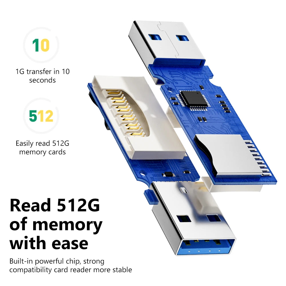 New 2 IN 1 High Speed Usb 3.0 Smart Cardreader Adapter Usb Card Reader For PC Laptop Accessories SD TF Card Memory