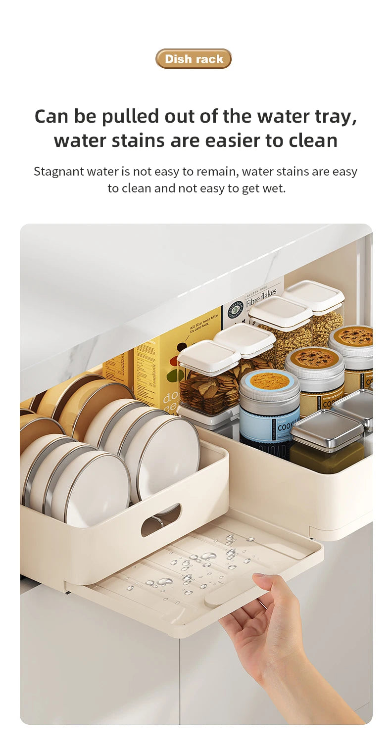 Kitchen Sliding Dish Rack Home Pull-out Drawer Bowl Storage Shelf Dish Drying Storage Box With Sliding Rail Kitchen Storage Rack - You Offer