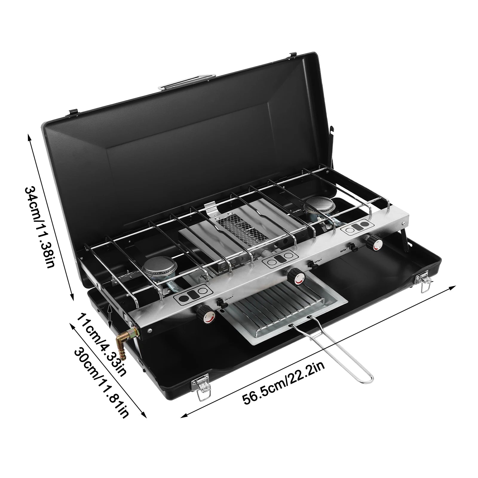 Camping Stove 3 Burner Propane Portable Stove with Regulator Toast Tray Windshield for Car Camping BBQ Picnics Outdoor Cooking - You Offer