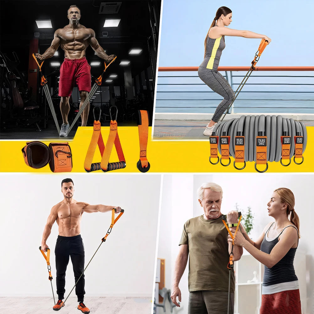 Resistance Bands Exercise Bands Heavy Duty Fitness Bands Set with Handles Workout Bands Multi-Function Home Gym Equipment - You Offer