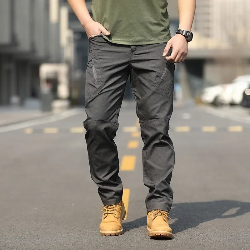 Men Outdoor Fashion Trendy Multi Pack Handsome Tactical Pants Comfortable Camouflage Four Seasons Training Waterproof Work Pants