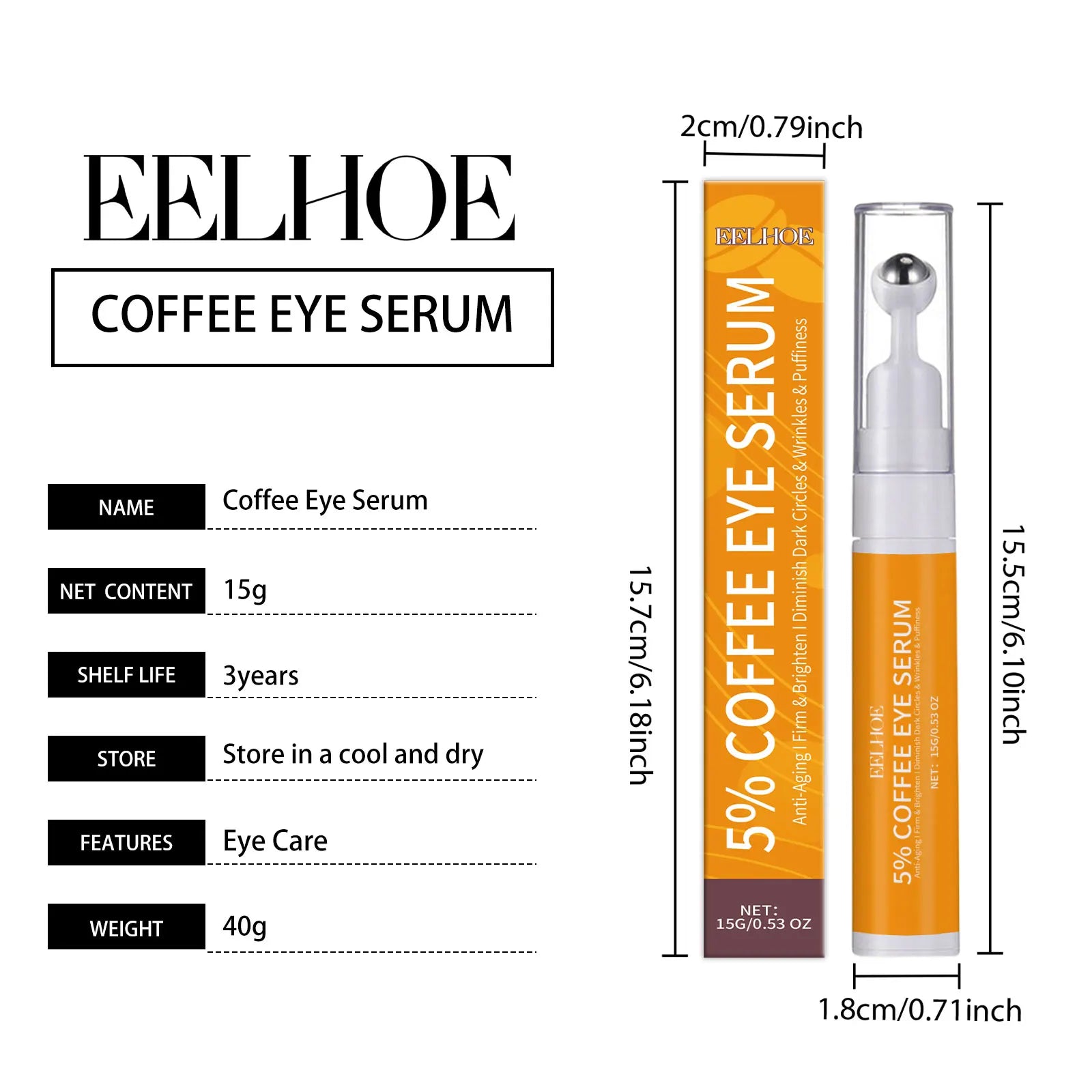 Anti-Wrinkle Eye Serum Roller Fade Eye Fine Line Collagen Lightens Dark Circles Bags Puffiness Tighten Under Eyes Skin Care