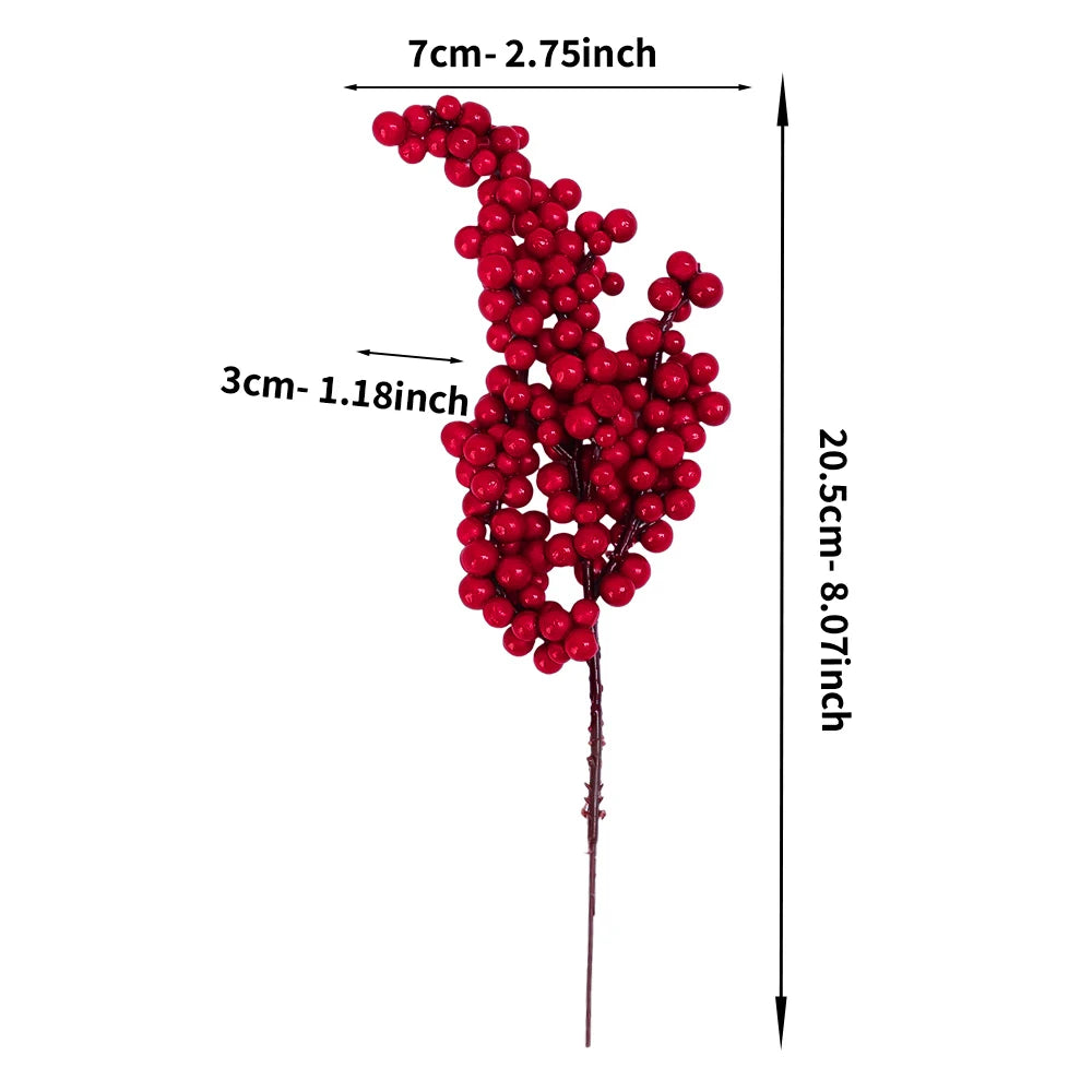 Berry Artificial Flower Fruit Red Berry Simulation Cherry Stamen Berries for Home Christmas Decoration DIY Gift Wreath Wholesale
