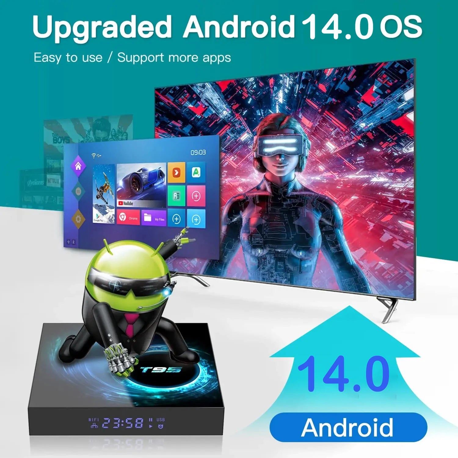 Smart TV Box 2025 T95 Plus HD 6K Android 14 Allwinner H616 4GB 64GB 128GB Dual Wifi Media Player PK X96Max Plus H96 Set Top Box