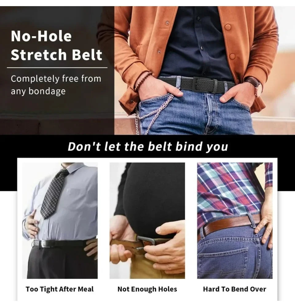 Elastic Braided Stretch Mens Golf Casual Jeans Belts Woven 1 3/8" Nylon Work Belts for Men Pants Shorts - You Offer