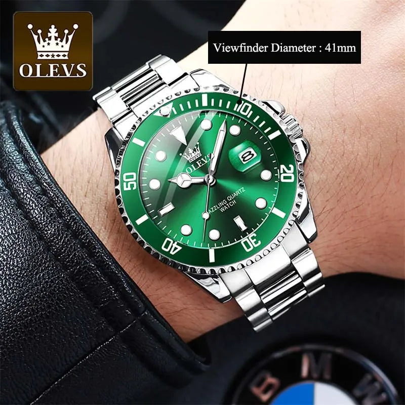 OLEVS Mens Quartz Watches Top Brand Luxury Business Waterproof Luminous Large Dial Men Wristwatches Sports Stainless Steel Watch - You Offer