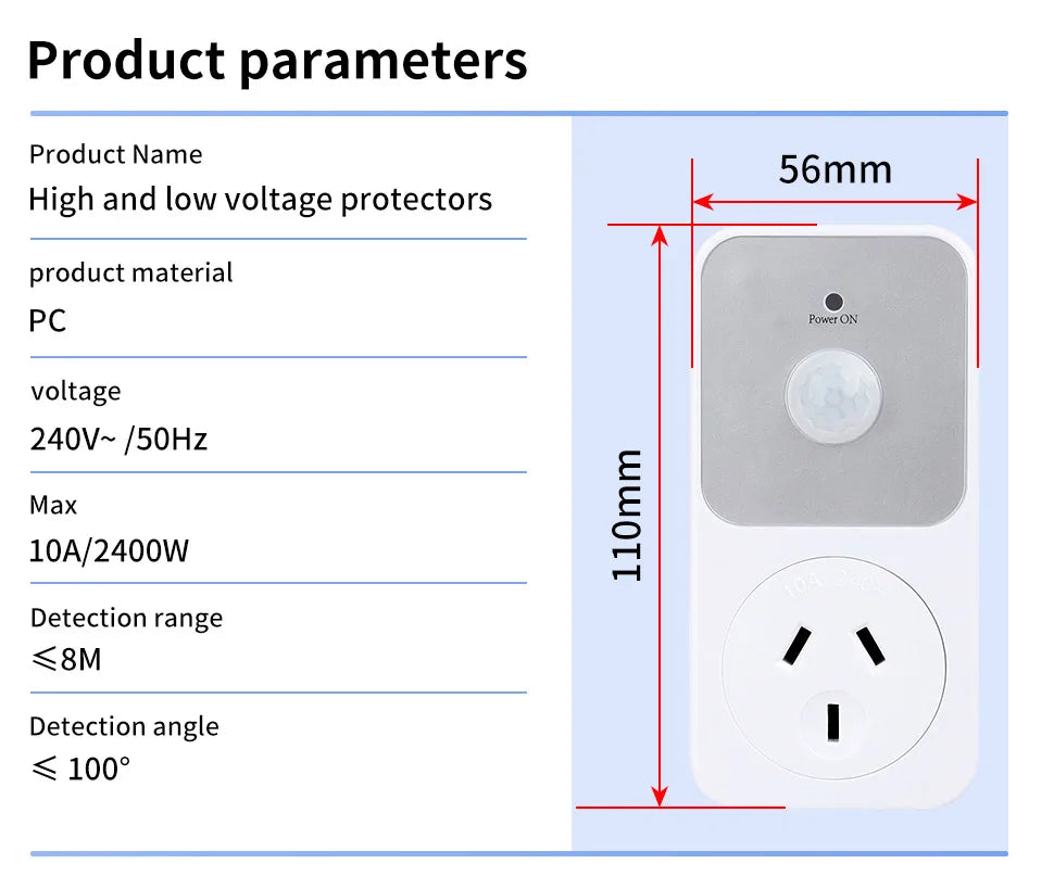 YICHENG Motion Activated Power Socket Electrical Outlet Motion Detection Sensor Security Garage Light ,PIR Sensor Socket