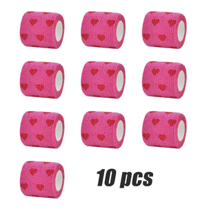 1/6/10Pcs  Red love heart  Printed Self Adhesive Elastic Bandage 4.8m Sports Wrap Tape for Finger Joint Knee
